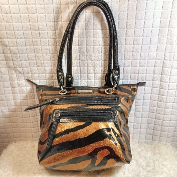 Strata Glossy Animal Print Tote Purse - Picture 2 of 12